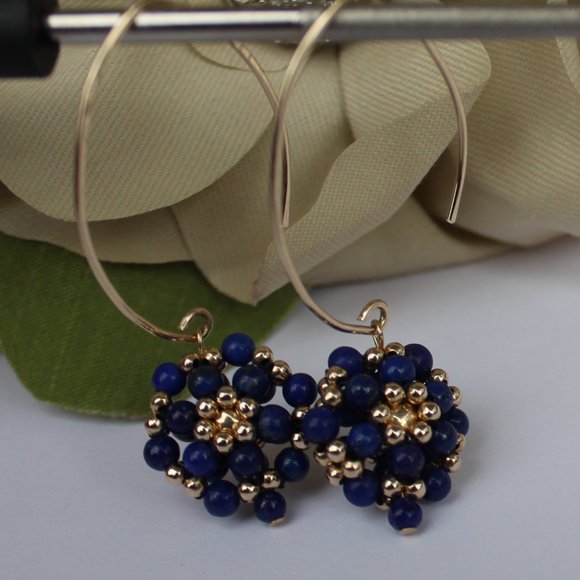 Lapis Lazuli and 14kt Gold Filled Dangle Earrings - Picture 14 of 16